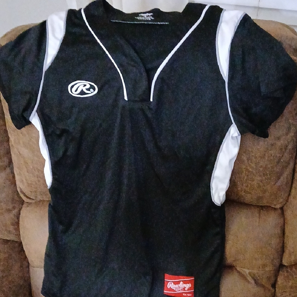 Rawlings Black and White Short-Sleeve Athletic Top